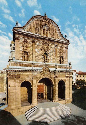 Cartolina Sassari Duomo Facciata