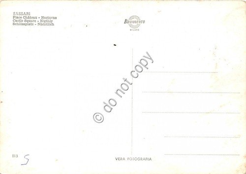 Cartolina Sassari Piazza Castello Notturno Auto d'epoca | Immagine Gallery 2
