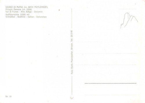 Cartolina Sasso di Putia Val di Funes Rifugio Genova | Immagine Gallery 2