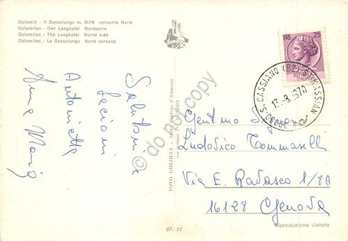 Cartolina Sassolungo versante nord scalatore 1970 | Immagine Gallery 2