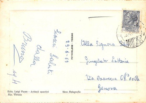 Cartolina Sauze d' Oulz Albergo Genova 1959