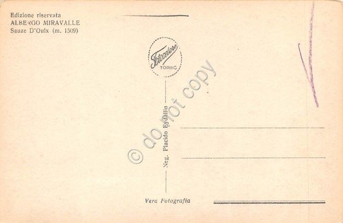 Cartolina Sauze d'Oulz Chiesa Edizione Albergo Miravalle Fotocelere