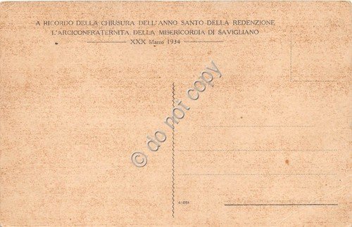 Cartolina Savigliano Commemorativa Anno Santo Confraternita Misericordia 1934 | Immagine Gallery 2