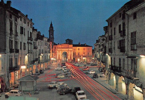 Cartolina Savigliano Piazza Santa Rosa Notturno 1967 | Immagine principale
