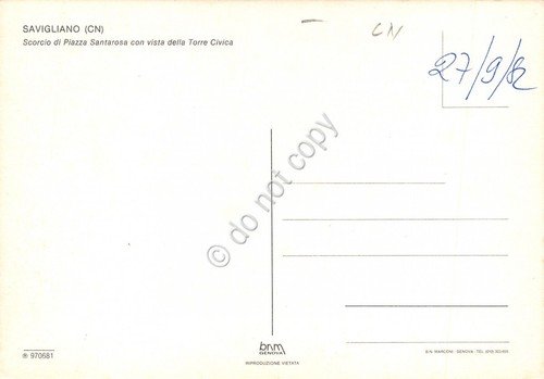 Cartolina Savigliano Piazza Santarosa auto d'epoca 1982