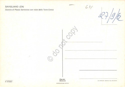 Cartolina Savigliano Piazza Santarosa auto d'epoca 1982 | Immagine Gallery 2