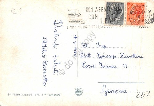 Cartolina Savignone Panorama 1960 Timbro targhetta stradale