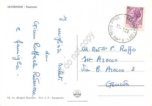 Cartolina Savignone Panorama 1969