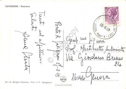 Cartolina Savignone Panorama 1969