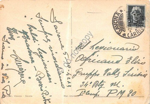 Cartolina Savona Corso Principe Amedeo e Via Battisti 1942