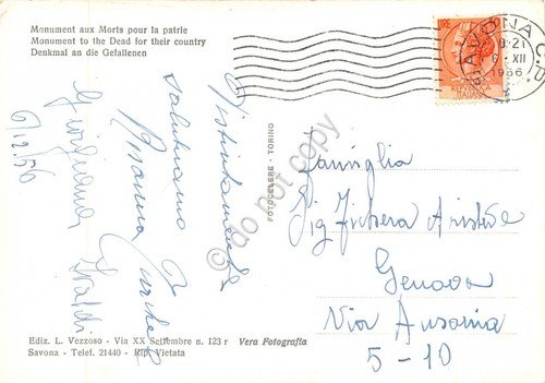 Cartolina Savona Monumento ai Caduti 1956 | Immagine Gallery 2