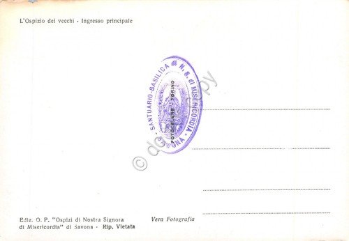 Cartolina Savona Nostra Signora della Misericordia Ospizio dei vecchi entrata | Immagine Gallery 2