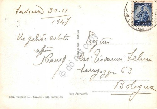 Cartolina Savona Piazza del Monumento animata 1947 segnata