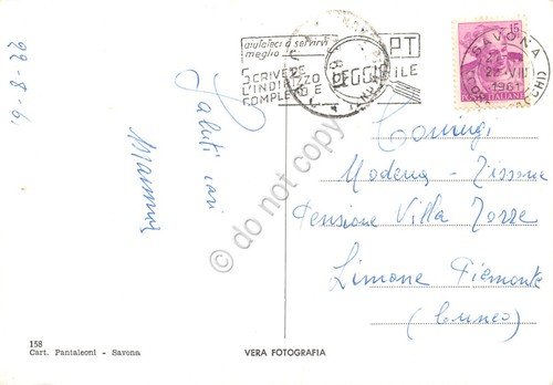 Cartolina Savona Saluti da vedute varie Timbro PT 1961 | Immagine Gallery 2