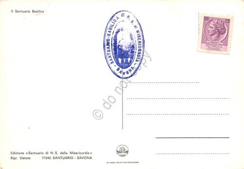 Cartolina Savona Santuario di N.S. della Misericordia Timbro al retro | Immagine Gallery 2