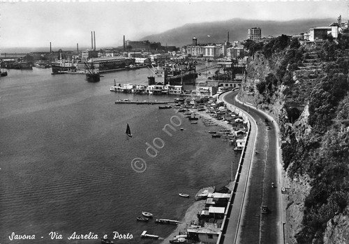 Cartolina Savona Via Aurelia e Porto | Immagine principale