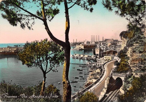 Cartolina Savona Via Aurelia e Porto 1956 | Immagine principale