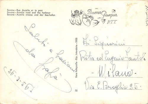 Cartolina Savona Via Aurelia e Porto 1956 | Immagine Gallery 2