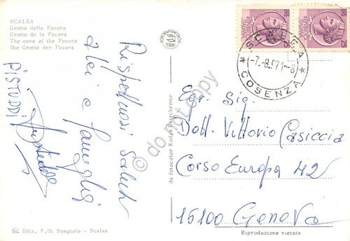 Cartolina Scalea Grotta della Pecora 1971