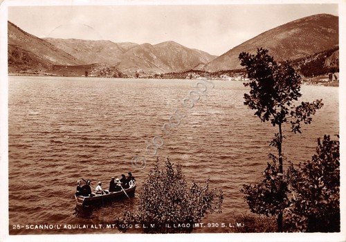 Cartolina Scanno L'Aquila il lago animata barca 1947 | Immagine principale