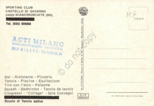 Cartolina Scanzorosciate Castello Gavarno Sporting Club timbro ACTI