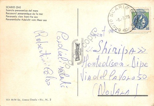 Cartolina Scario panorama dal mare 1979 (Salerno)