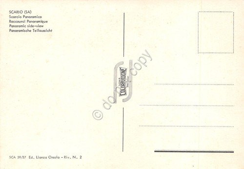 Cartolina Scario Panorama parziale dall'alto case anni '80