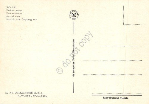 Cartolina Scauri Veduta aerea città spiaggia strada anni '80