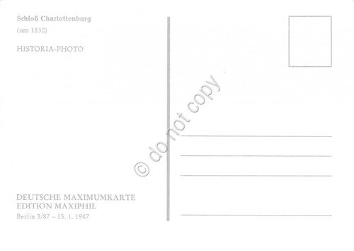 Cartolina Schloss Charlottenburg timbro filatelico 1987 | Immagine Gallery 2