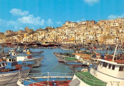 Cartolina Sciacca Terme Panorama e porto anni '70 | Immagine principale