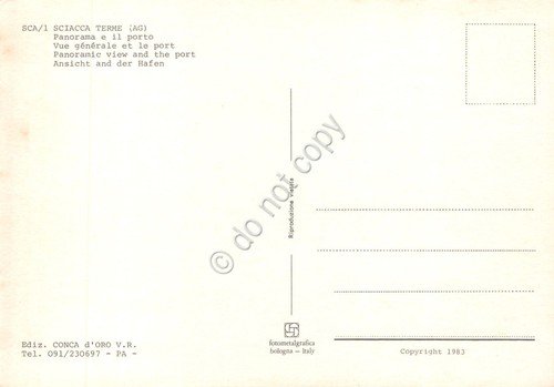 Cartolina Sciacca Terme Panorama e porto anni '70
