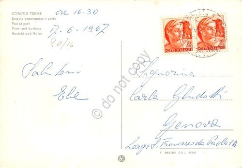 Cartolina Sciacca Terme Panorama paese ferrovia e porto 1967 | Immagine Gallery 2