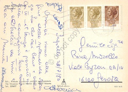 Cartolina Scopello Trapani Faraglioni e case dall'alto 1980 | Immagine Gallery 2