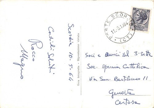 Cartolina Scordia Chiesa San Rocco Interno 1964