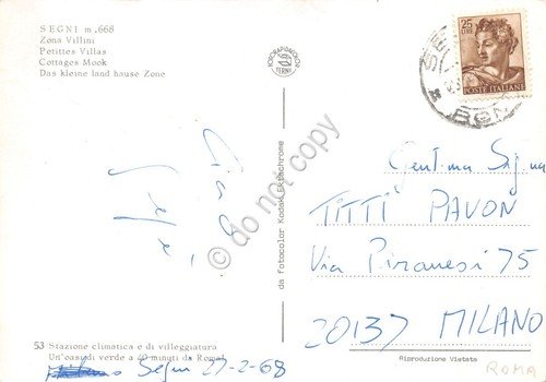 Cartolina Segni zona Villini strada case 1968 | Immagine Gallery 2