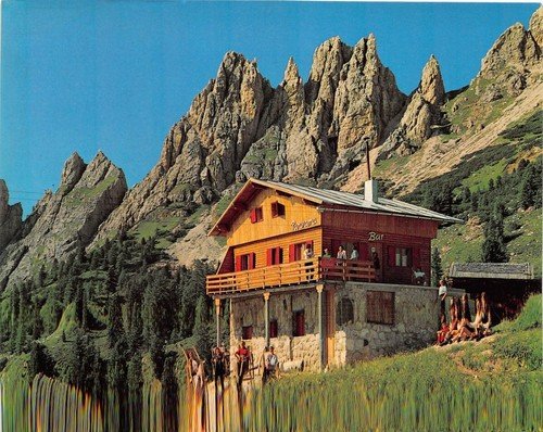 Cartolina Selva di Val Gardena Rifugio Panorama Hutte