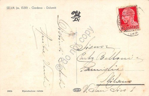 Cartolina Selva Gardena panorama parziale anni '30