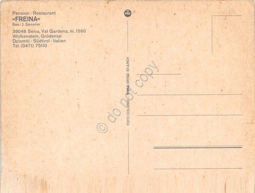 Cartolina Selva Val Gardena Pensione Freina Funivia | Immagine Gallery 2