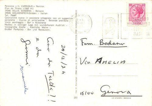 Cartolina Selva Valgardena Pensione Il Capriolo Vedutine 1974 | Immagine Gallery 2