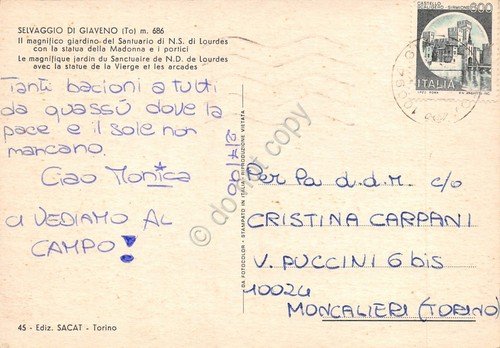 Cartolina Selvaggio di Giaveno Santuario N.S. di Lourdes 1990 (Torino) | Immagine Gallery 2