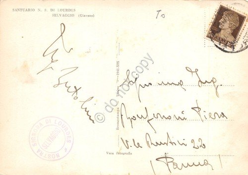 Cartolina Selvaggio Santuario di N.S. di Lourdes 1949 grinze in …