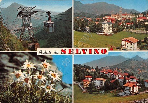 Cartolina Selvino vedute varie paese funivia case 1974