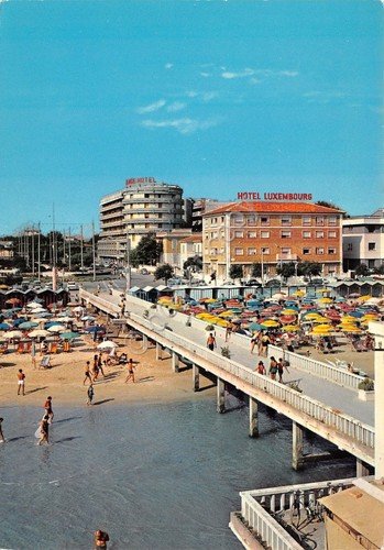 Cartolina Senigallia Luxemburg e Palace Hotel timbro via aerea