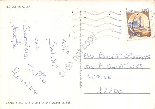 Cartolina Senigallia vedute aeree varie 1981 (Ancona)