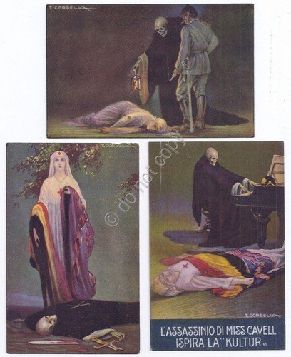 Cartolina serie completa di 6 Illustrata Corbella L'assassinio di Miss …