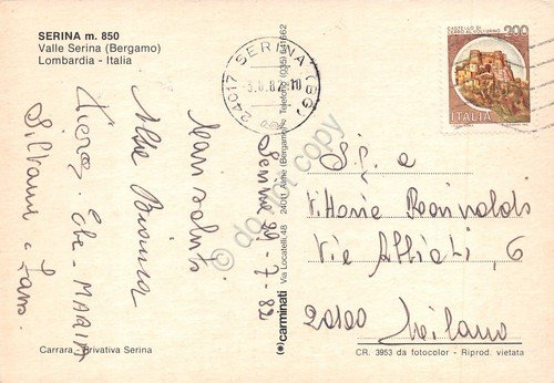Cartolina Serina vedute 1982 (Bergamo)