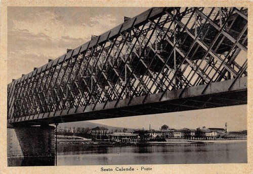 Cartolina Sesto Calende Ponte 1940