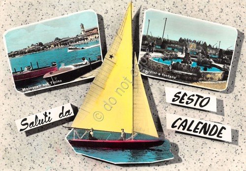 Cartolina Sesto Calende vedute 1960 colorata | Immagine Gallery 1