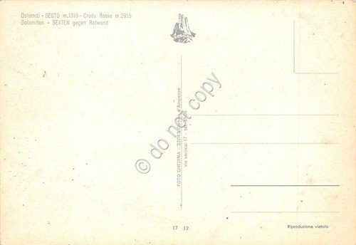 Cartolina Sesto Croda Rossa Dolomiti (Bolzano)