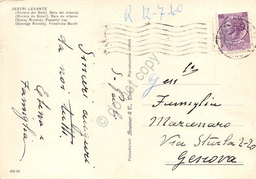 Cartolina Sestri Levante Baia del Silenzio 1960 (Genova) | Immagine Gallery 2